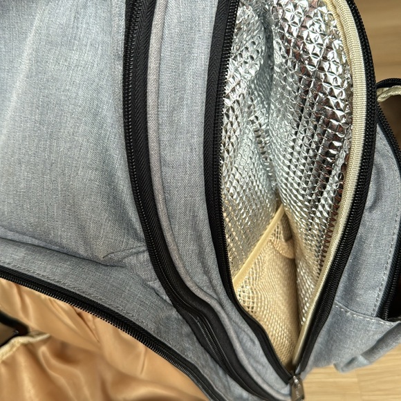 Mancro Diaper Bag Backpack Gray Waterproof Multicompartments Insulated Pockets - Picture 11 of 13